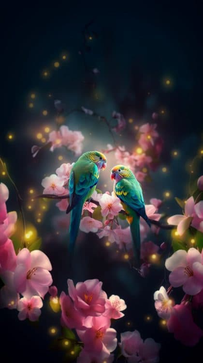 Magical Parrots in Bloom